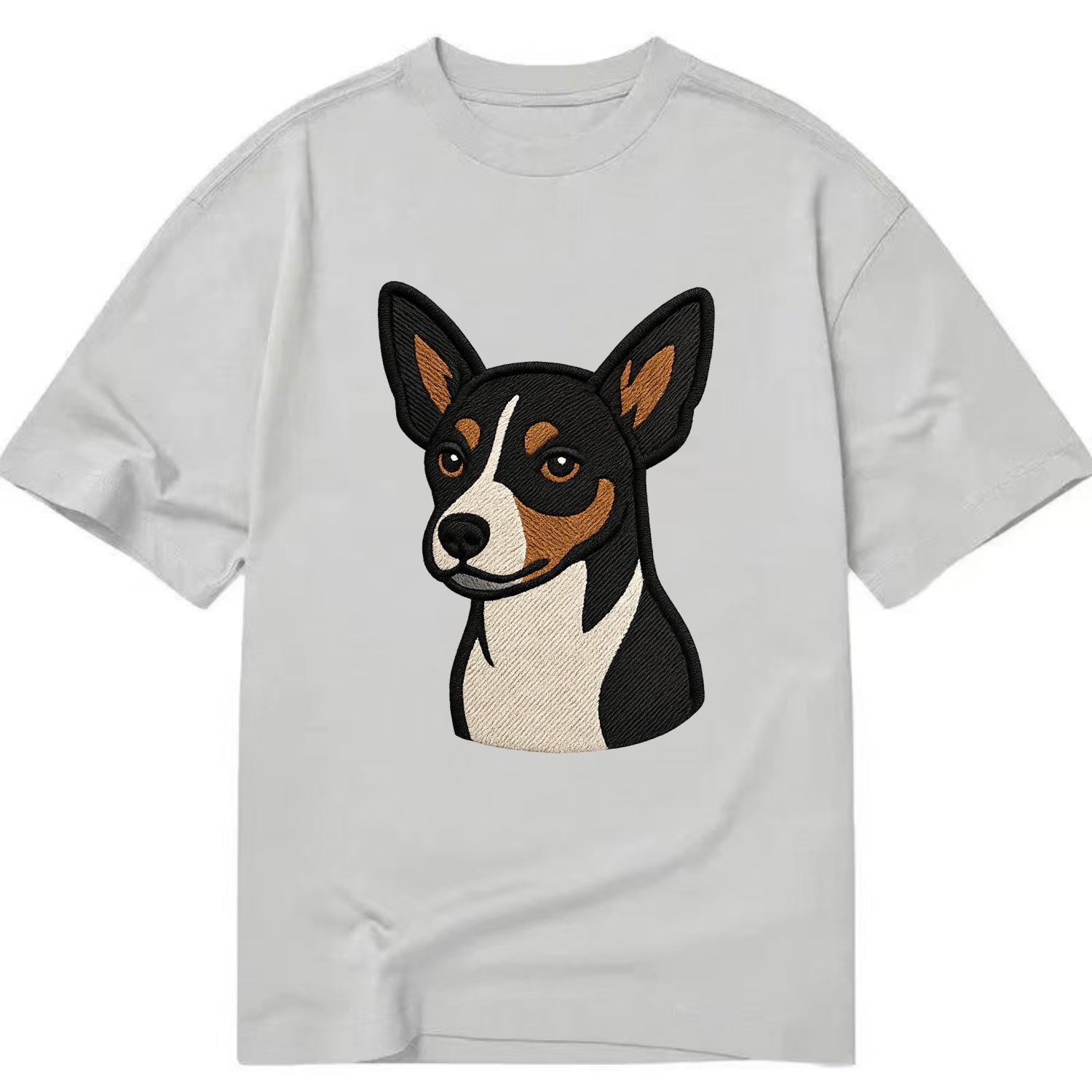 Rat Terrier - Tri-color embroidered pose - Classic T-shirt - Grey