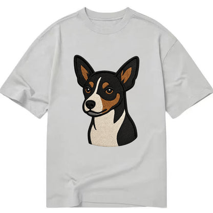 Rat Terrier - Tri-color embroidered pose - Classic T-shirt - Grey