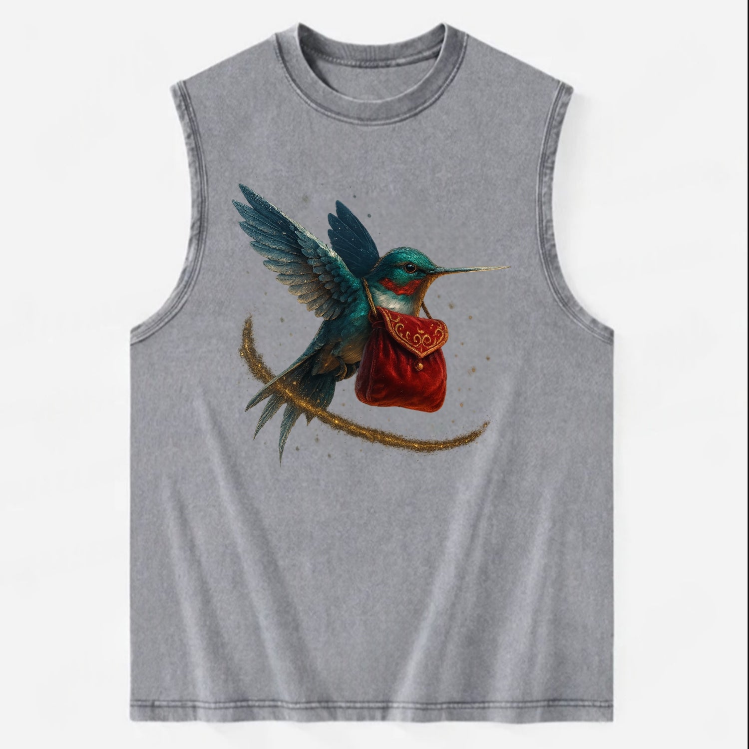 Frostbite Hummingbird Courier  - Vintage Washed Tank - Grey