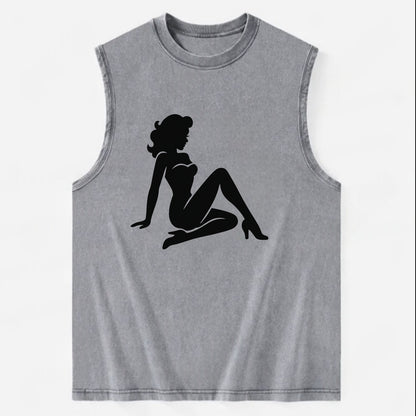 Pin-up girl classic pose - Vintage Washed Tank - Grey