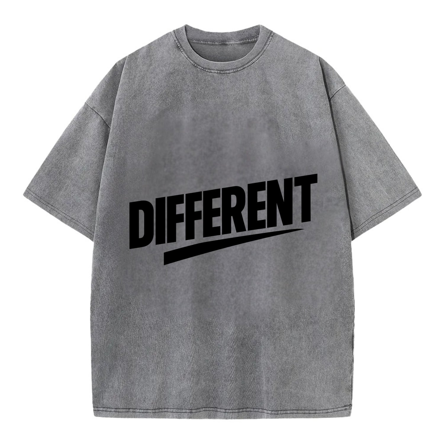 Bold typography design - "DIFFERENT" - standing out, not following crowd - Vintage T-shirt - Grey