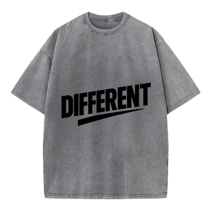Bold typography design - "DIFFERENT" - standing out, not following crowd - Vintage T-shirt - Grey