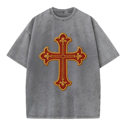 Armenian Cross - Vintage T-shirt - Grey