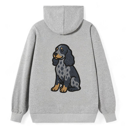 English Cocker Spaniel - Blue roan embroidered sitting pose - Classic Pullover Hoodie - Grey