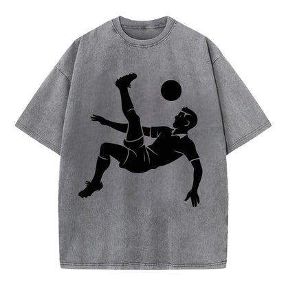 Soccer player doing a bicycle kick - Vintage T-shirt - Grey