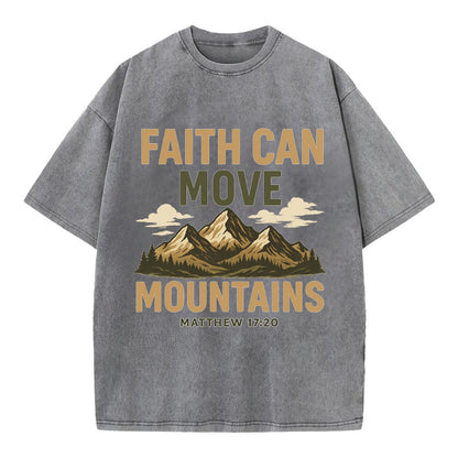 Matthew 17:20 Mountains - Vintage T-shirt - Grey