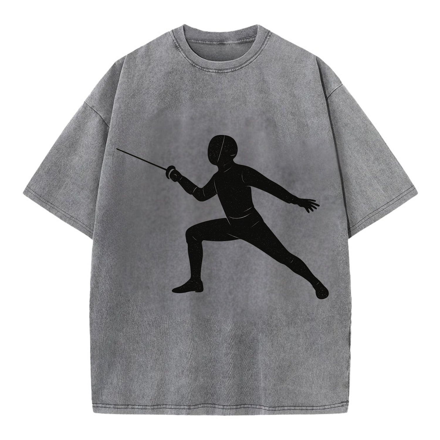 Fencer in lunge position - Vintage T-shirt - Grey