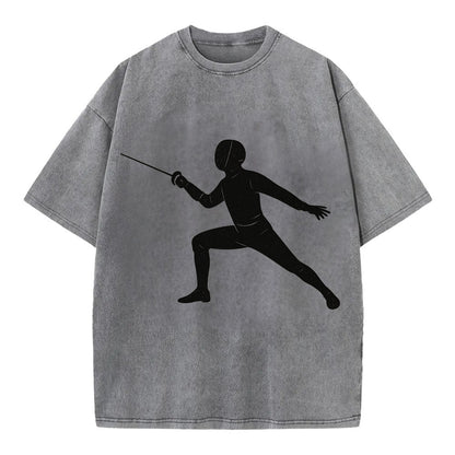 Fencer in lunge position - Vintage T-shirt - Grey