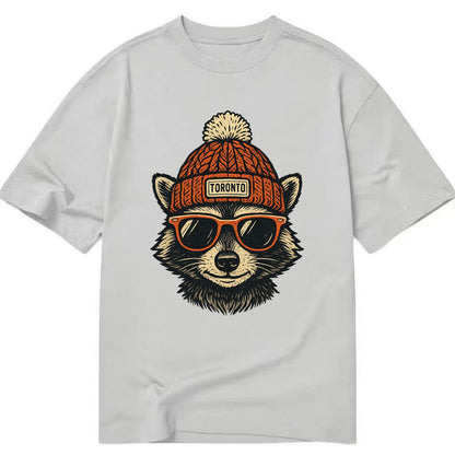 Toronto Raccoon wearing Toronto beanie with pom pom and wayfarer sunglasses - Classic T-shirt - Grey