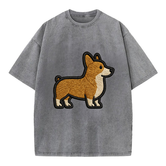 Pembroke Welsh Corgi - Trendy minimal sh - Vintage T-shirt - Grey