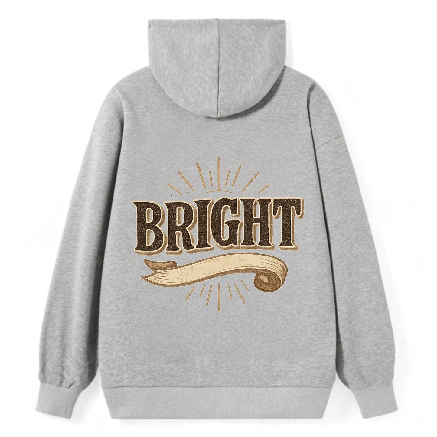 Bold typography design - "BRIGHT" - intelligent, shining - Classic Pullover Hoodie - Grey