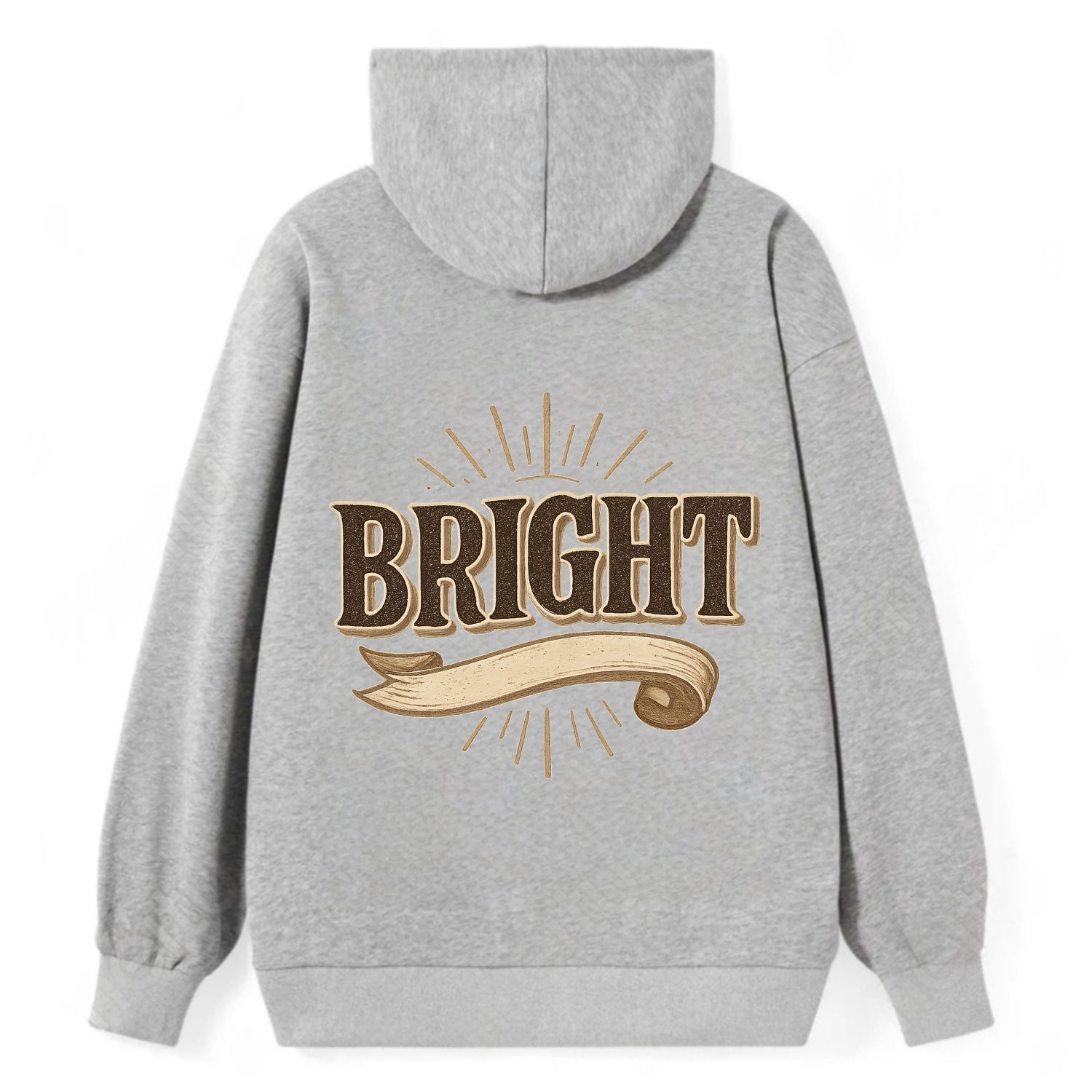 Bold typography design - "BRIGHT" - intelligent, shining - Classic Pullover Hoodie - Grey