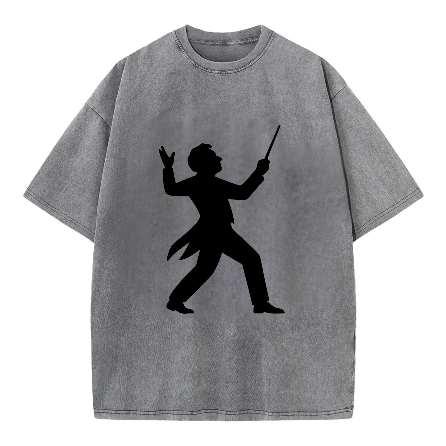Conductor leading orchestra passionately - Vintage T-shirt - Grey