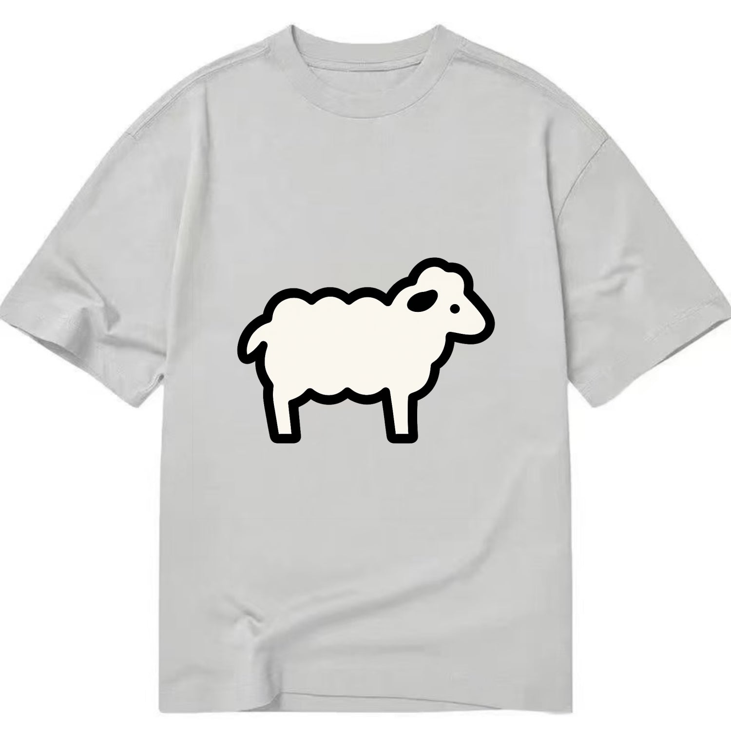 Sheep - White fluffy wool flat side profile - Classic T-shirt - Grey