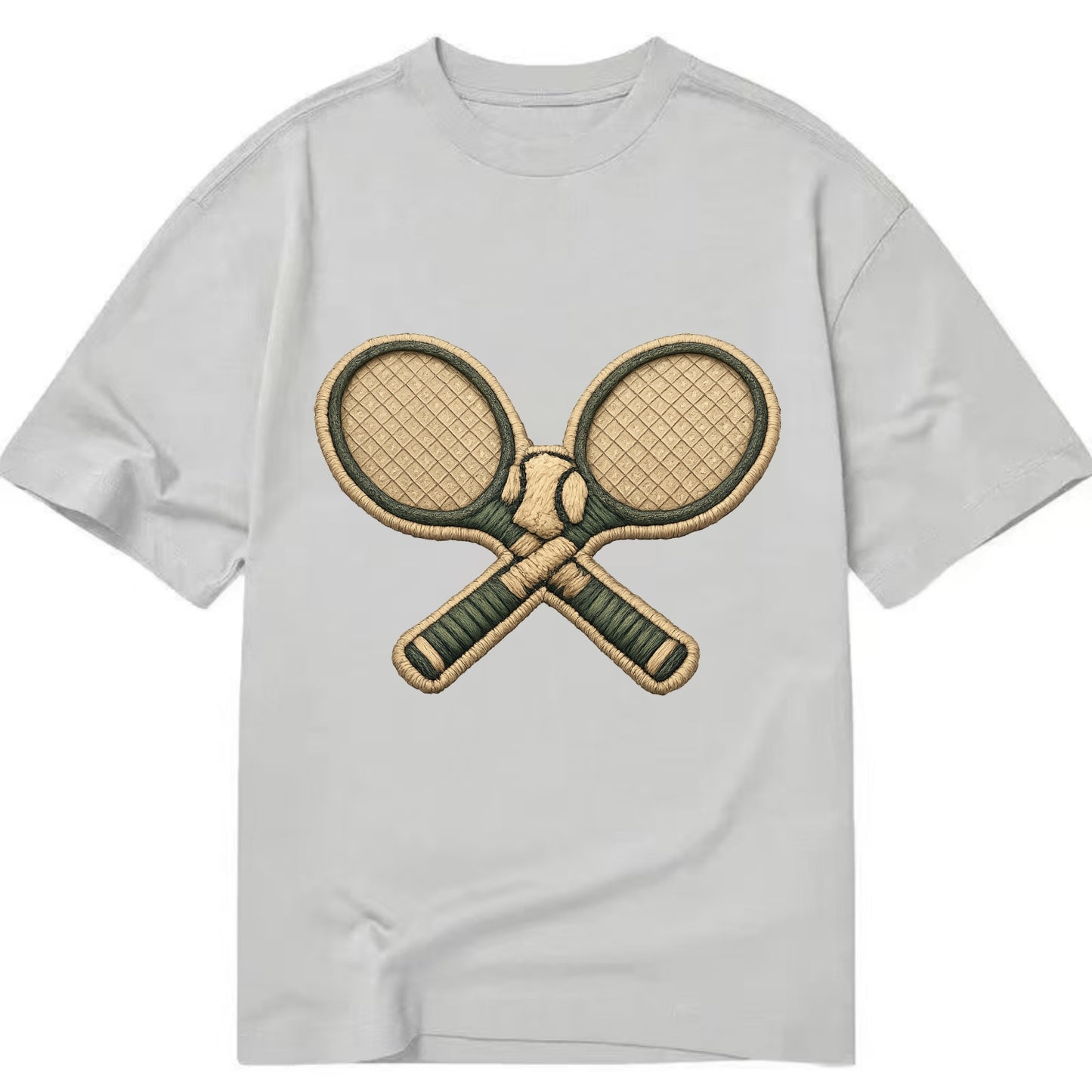 Embroidered patch design - TENNIS RACKET CROSSED - tennis rackets with ball in - Classic T-shirt - Grey
