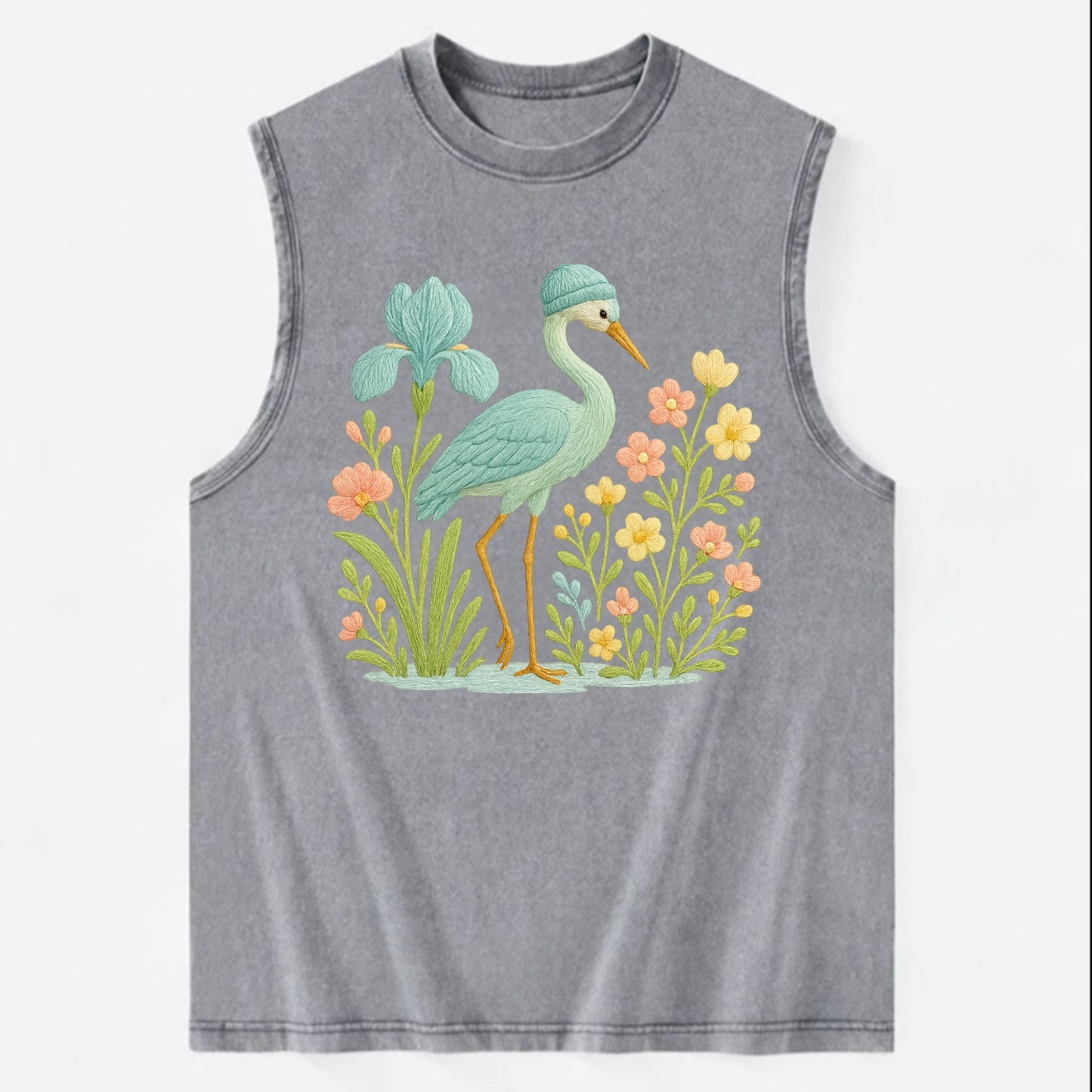 Mint Crane - Vintage Washed Tank - Grey