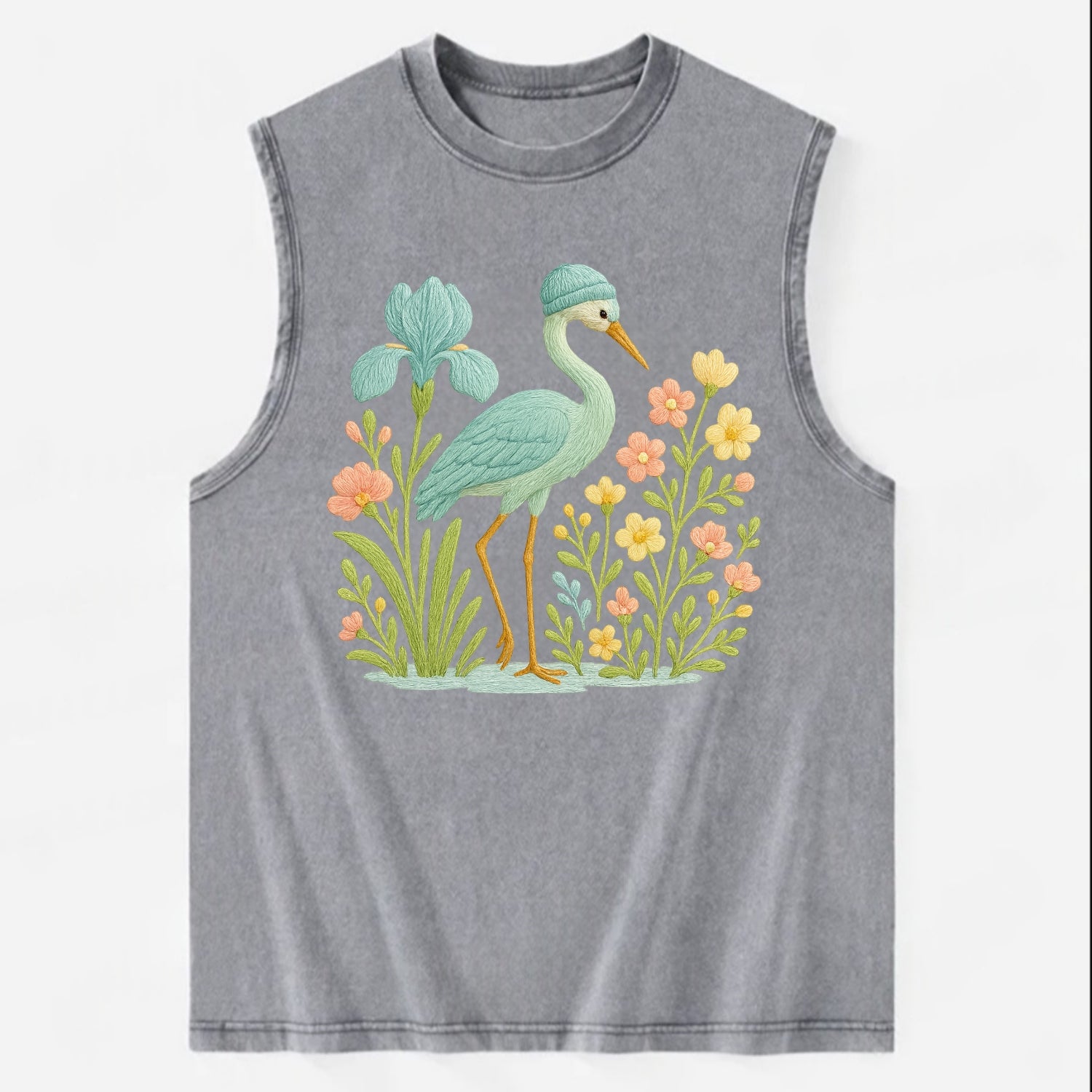 Mint Crane - Vintage Washed Tank - Grey