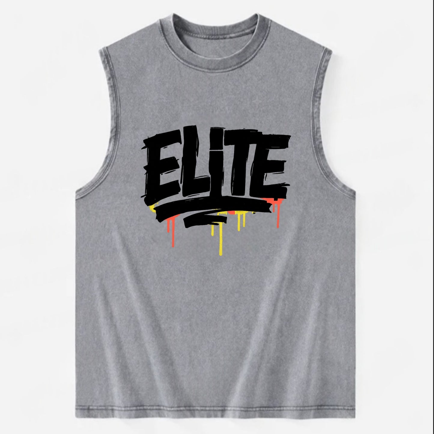 Bold typography design - "ELITE" - top tier, highest level - Vintage Washed Tank - Grey