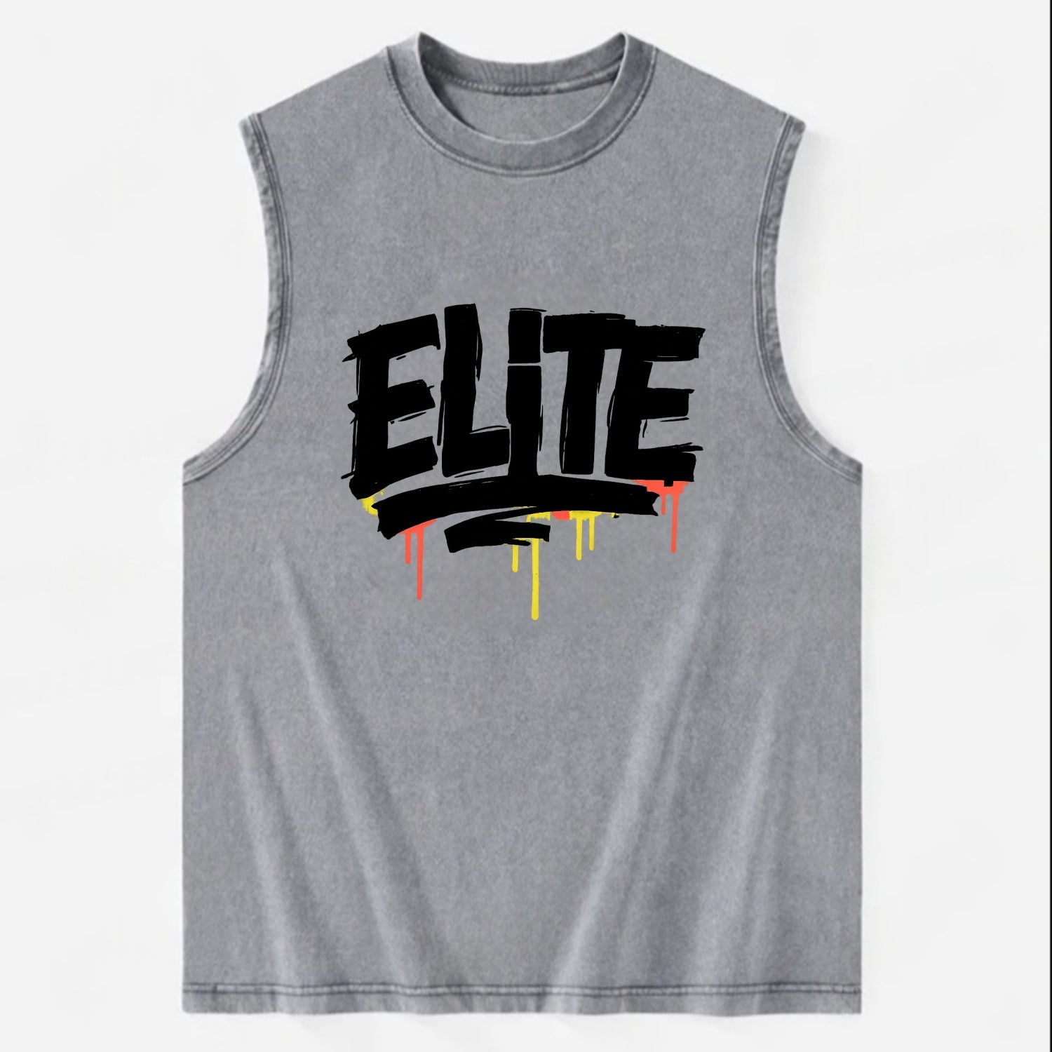 Bold typography design - "ELITE" - top tier, highest level - Vintage Washed Tank - Grey