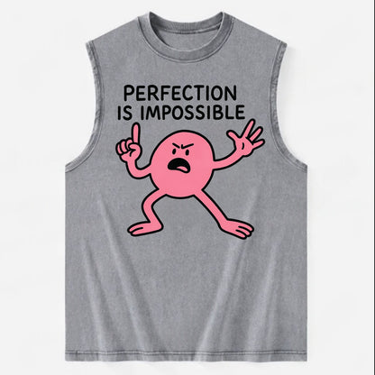 PERFECTION IS IMPOSSIBLE | Asymmetrical circle trying - - Vintage Washed Tank - Grey