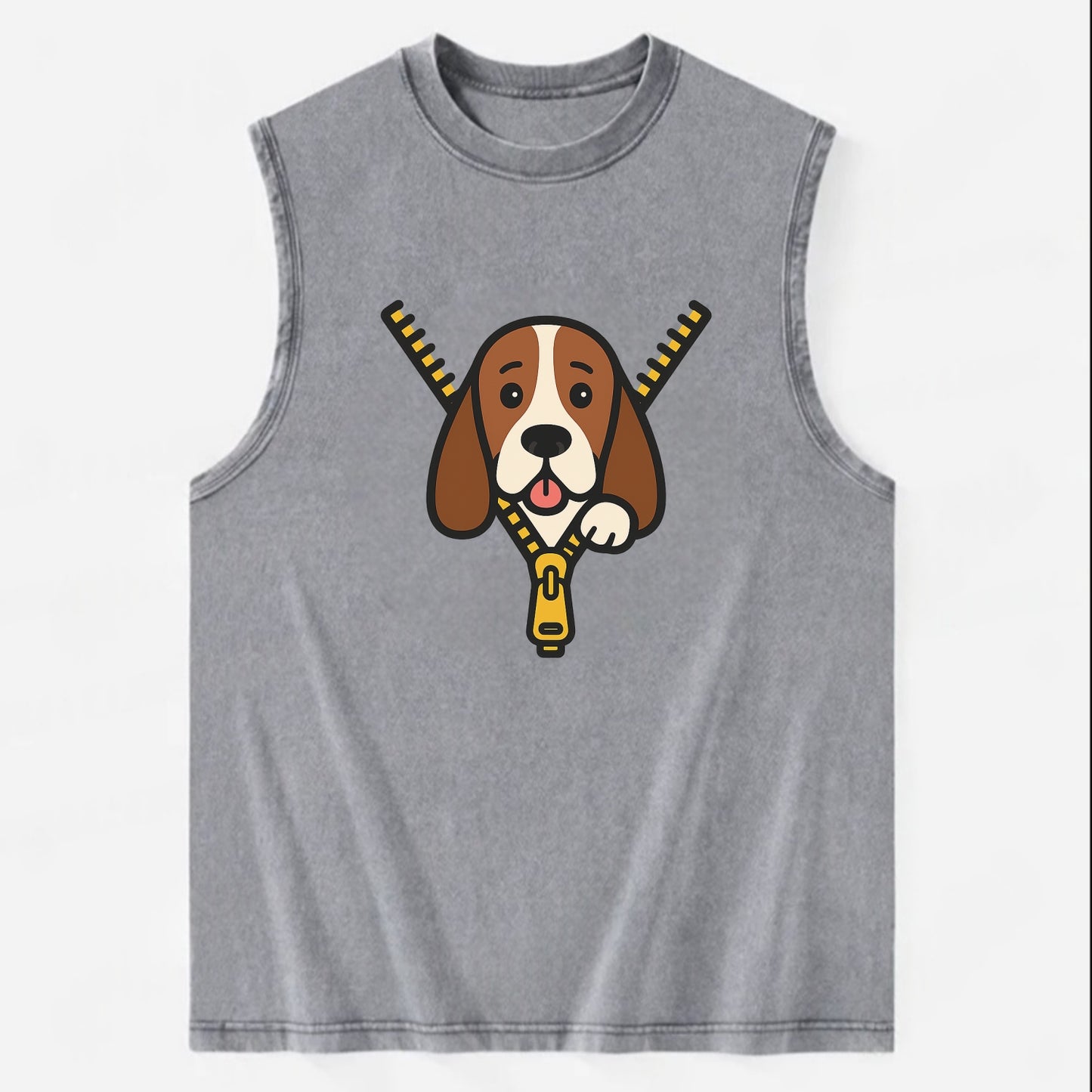 Basset Hound - Vintage Washed Tank - Grey