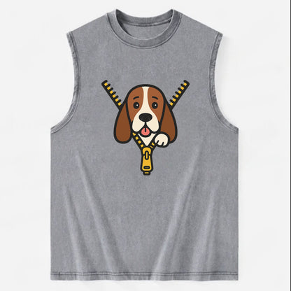 Basset Hound - Vintage Washed Tank - Grey