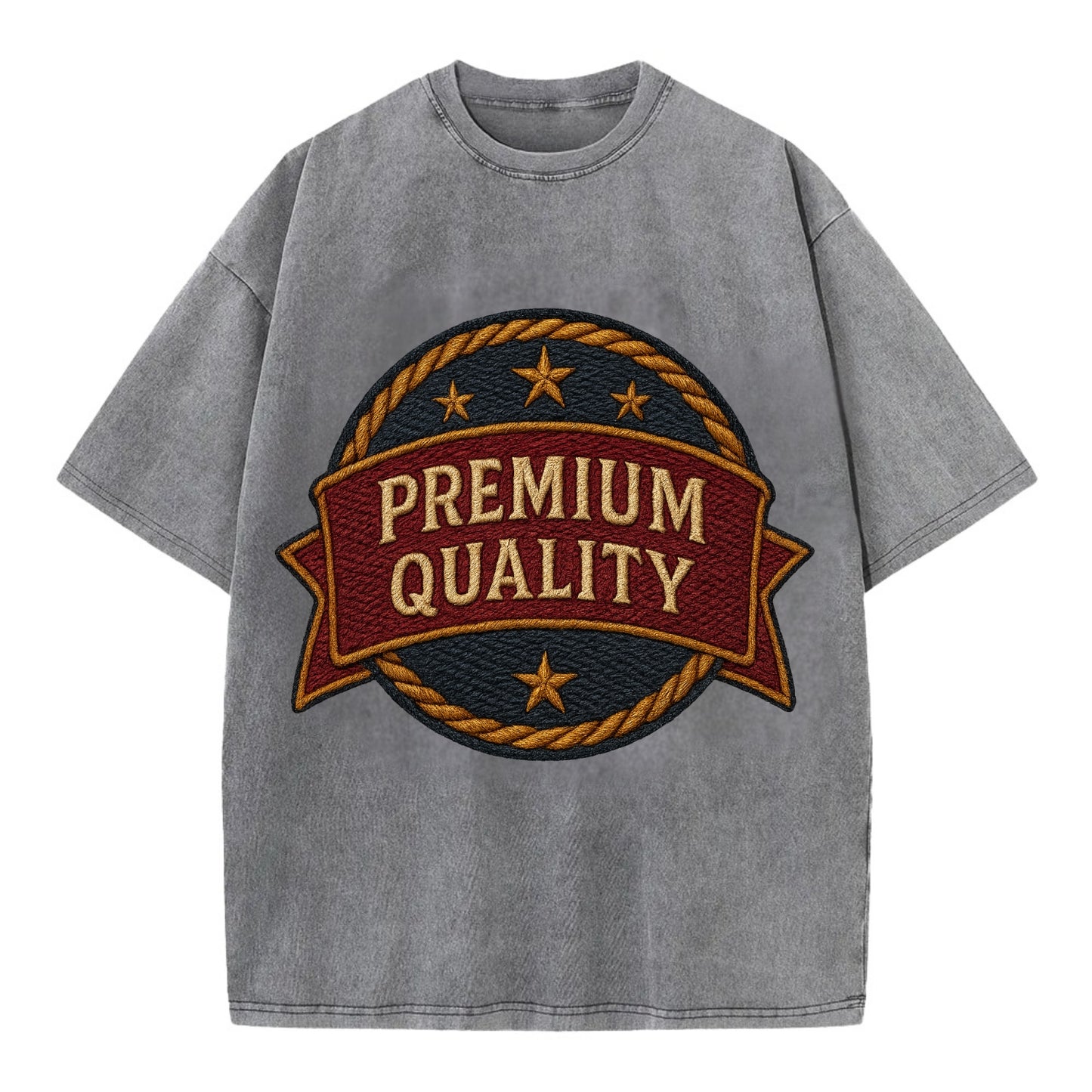 Premium Quality Badge  - Vintage T-shirt - Grey