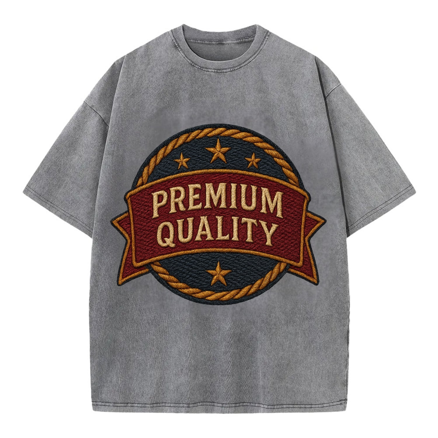 Premium Quality Badge  - Vintage T-shirt - Grey