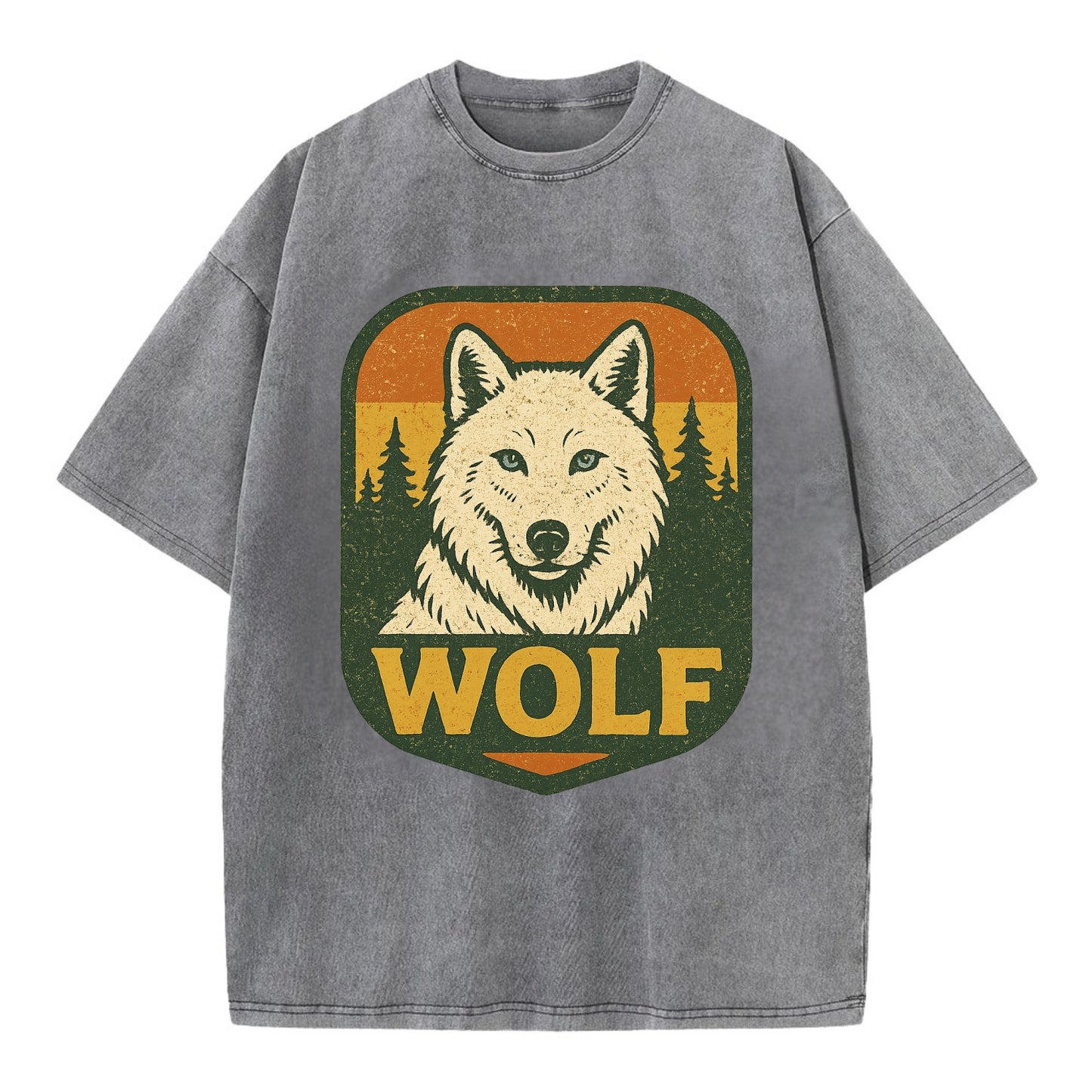 Arctic White Wolf  - Vintage T-shirt - Grey