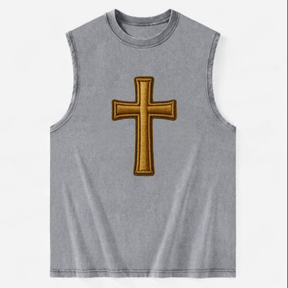 Latin Cross - Vintage Washed Tank - Grey
