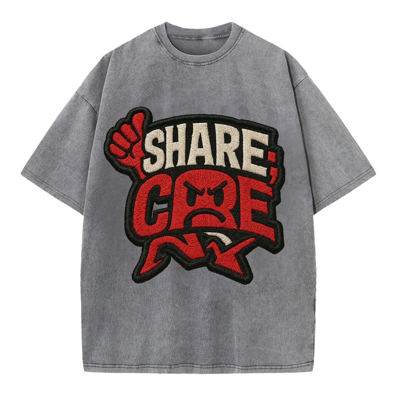 SHARE;CARE TOO MUCH Oversharer Green Hat - Vintage T-shirt - Grey