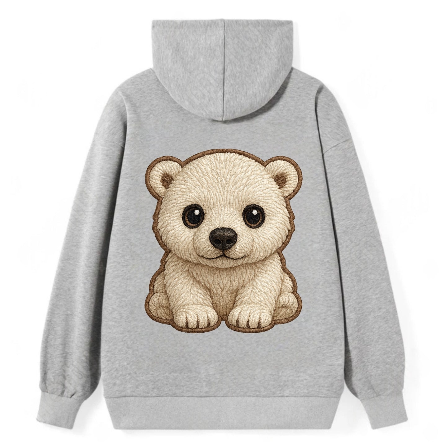 Baby Polar Bear Cub - white fluffy, black nose, dark curious eyes, - Classic Pullover Hoodie - Grey