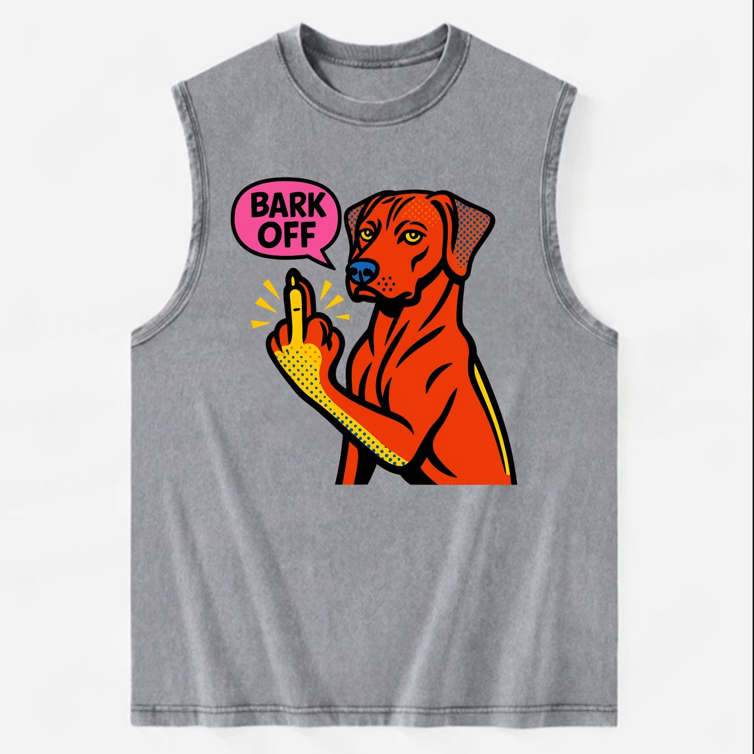 Rhodesian Ridgeback with distinctive ridge on back, athletic muscular paw up - Vintage Washed Tank - Grey