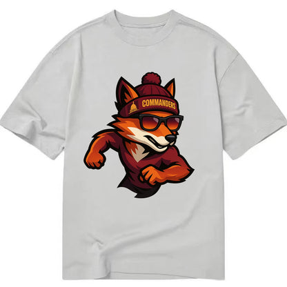 Washington Fox wearing Commanders beanie with Capitol patch and wayfarer - Classic T-shirt - Grey