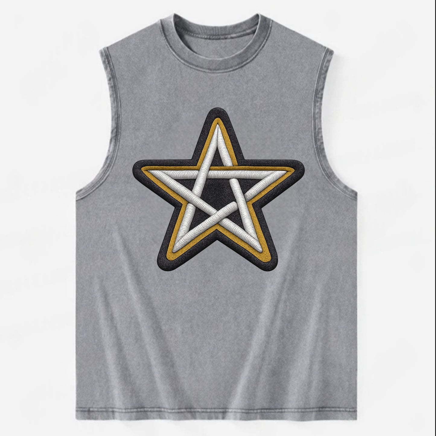 PENTAGRAM STAR - five point star in silver , protection - Vintage Washed Tank - Grey