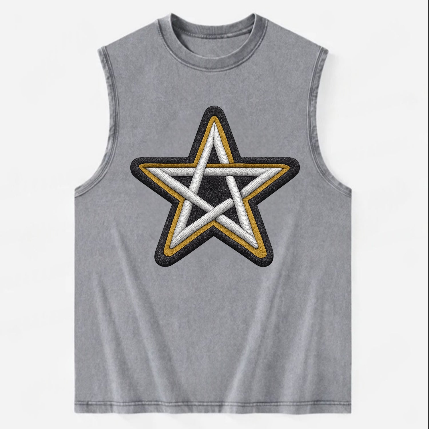 PENTAGRAM STAR - five point star in silver , protection - Vintage Washed Tank - Grey