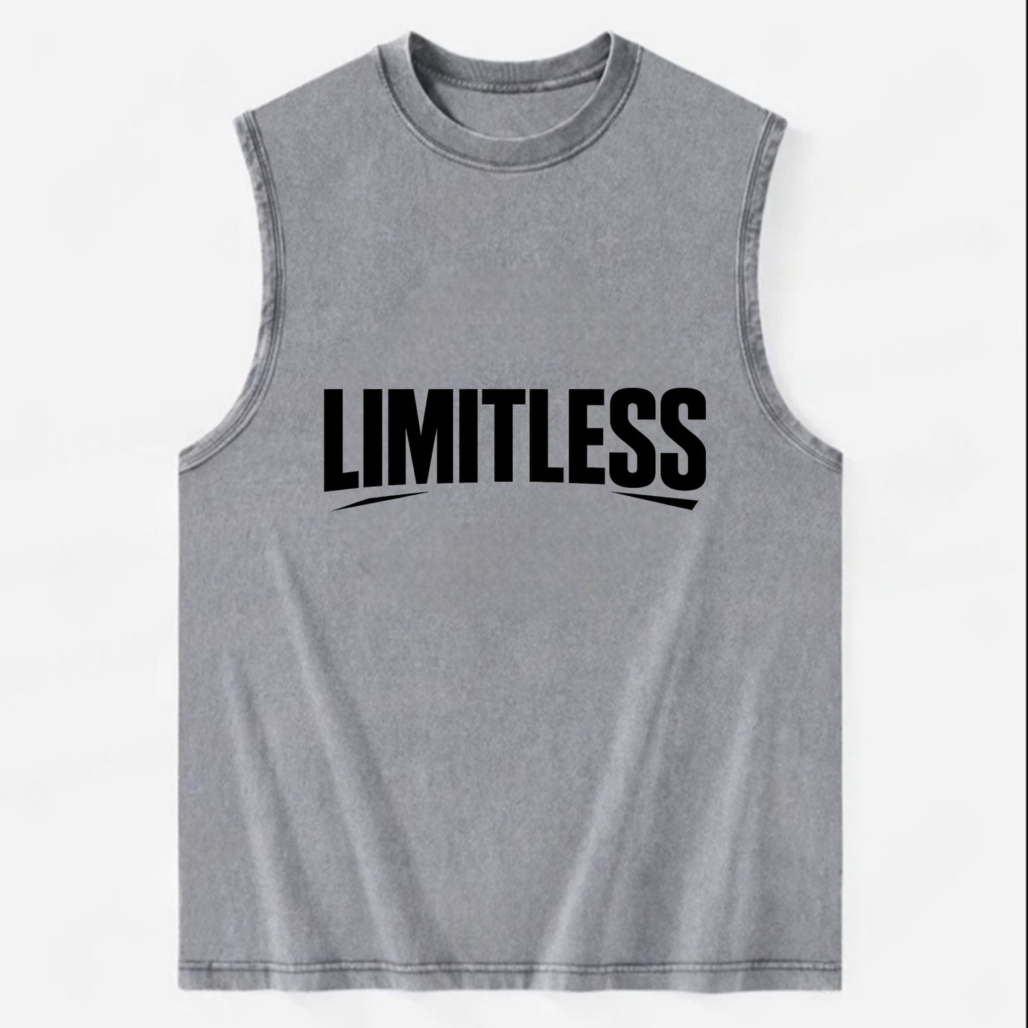 Bold typography design - "LIMITLESS" - no boundaries, infinite potential - Vintage Washed Tank - Grey