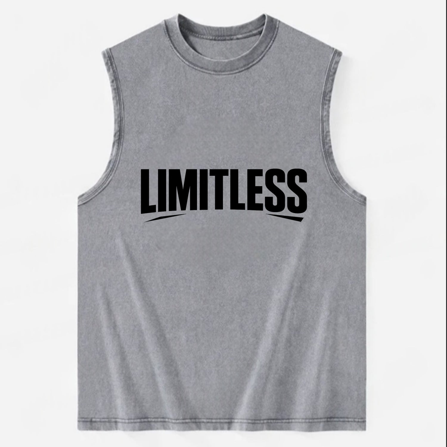 Bold typography design - "LIMITLESS" - no boundaries, infinite potential - Vintage Washed Tank - Grey