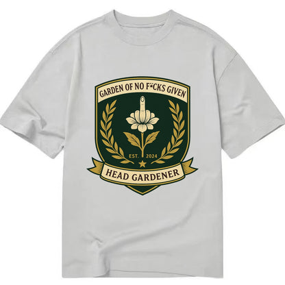 Shield with middle finger flower - "Garden of No F*cks Given - Head Gardener" - - Classic T-shirt - Grey