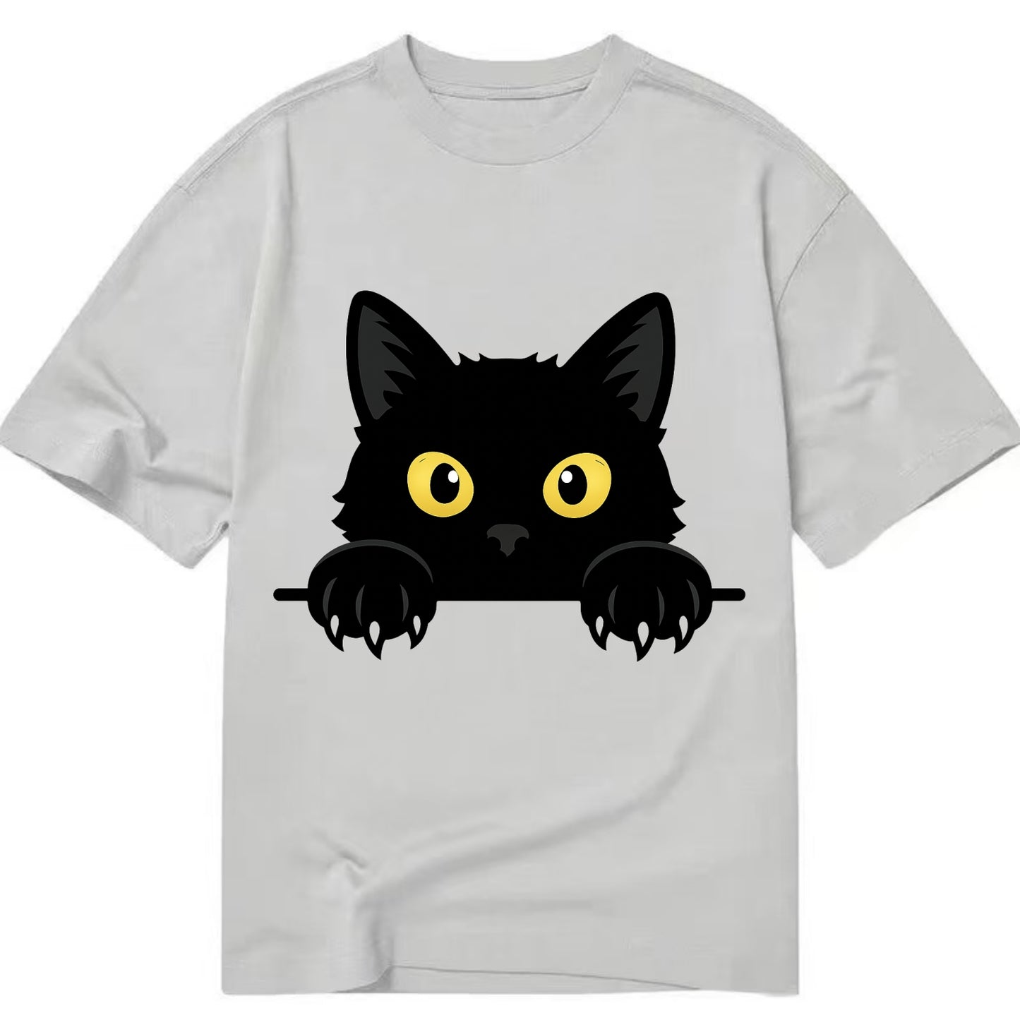Black Cat  - Classic T-shirt - Grey