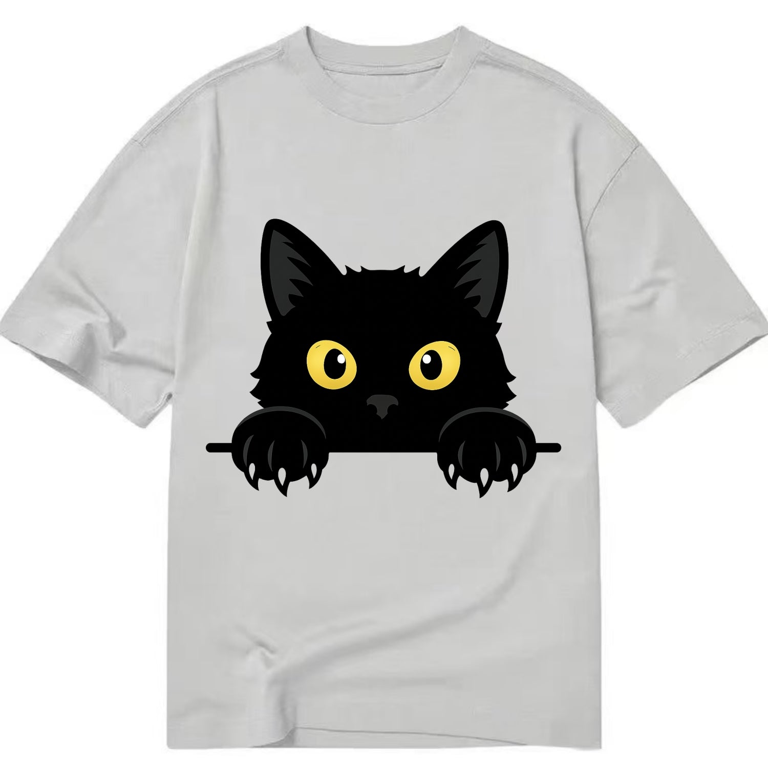 Black Cat  - Classic T-shirt - Grey