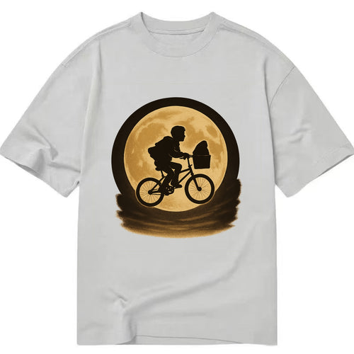 boy with bicycle flying across full moon with silhouette - Classic T-shirt