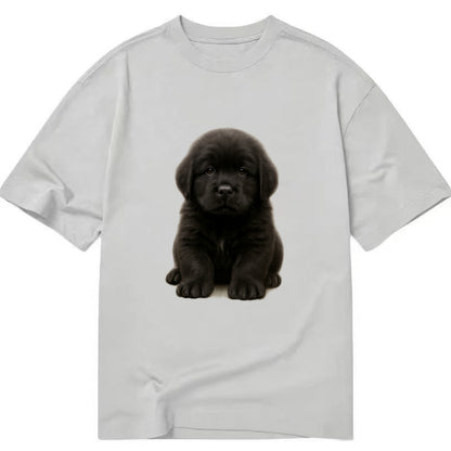 Baby Newfoundland Puppy - giant fluffy black, gentle eyes, webbed paws, - Classic T-shirt - Grey
