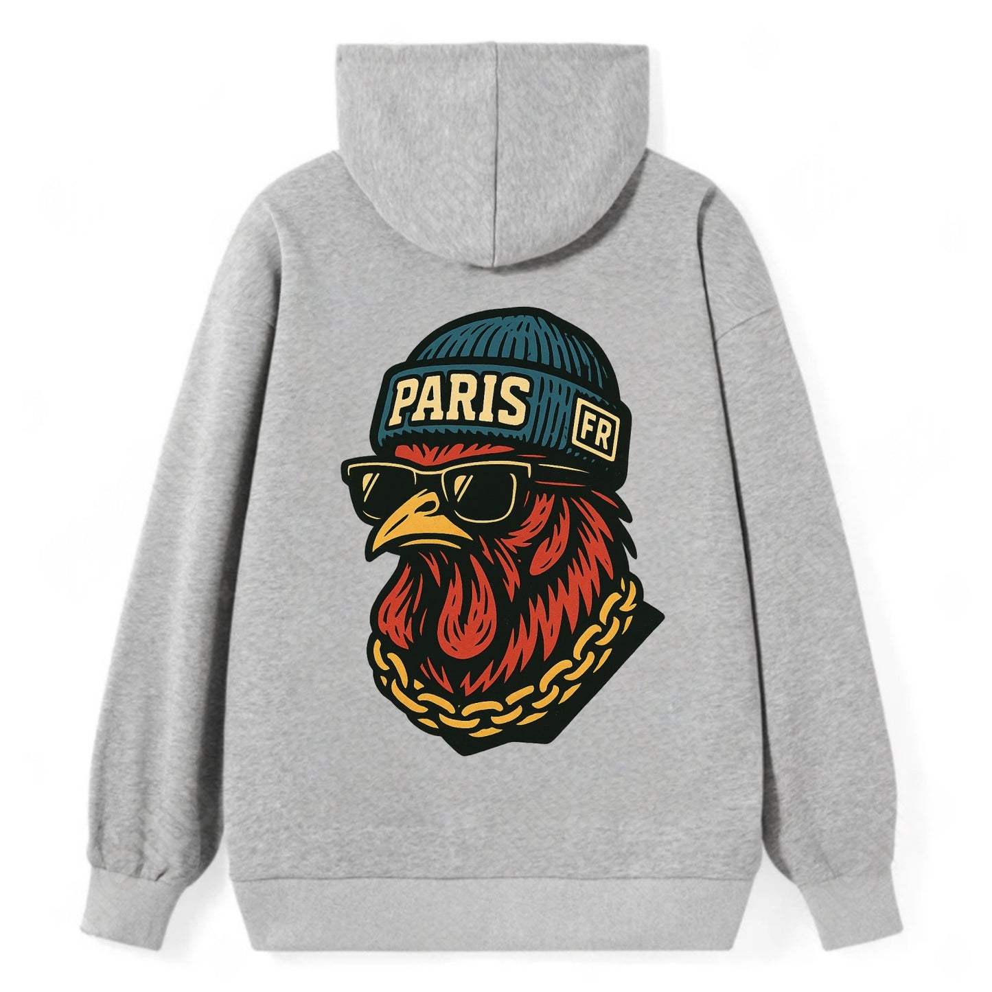 Paris Rooster - Classic Pullover Hoodie - Grey