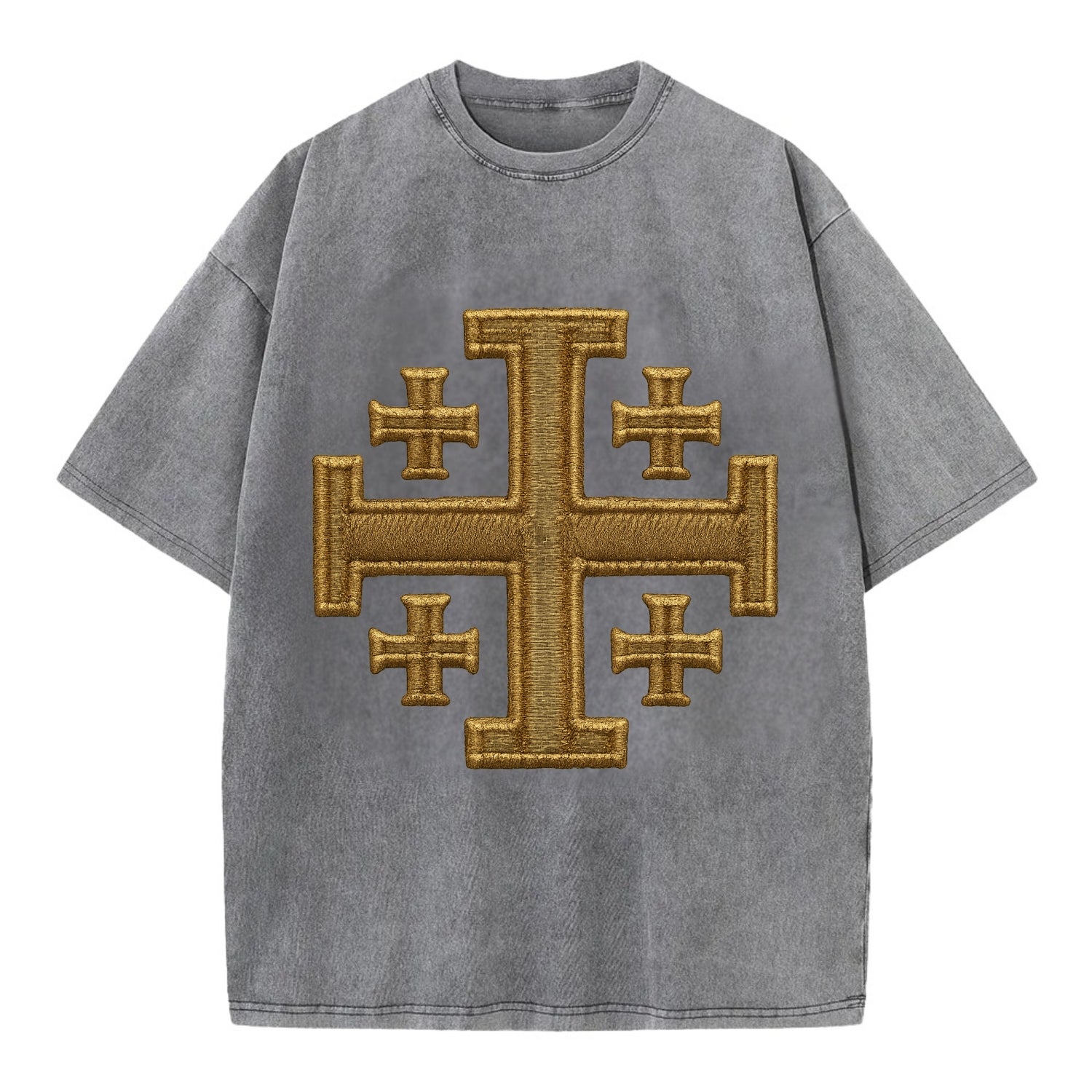 Jerusalem Cross  - Vintage T-shirt - Grey