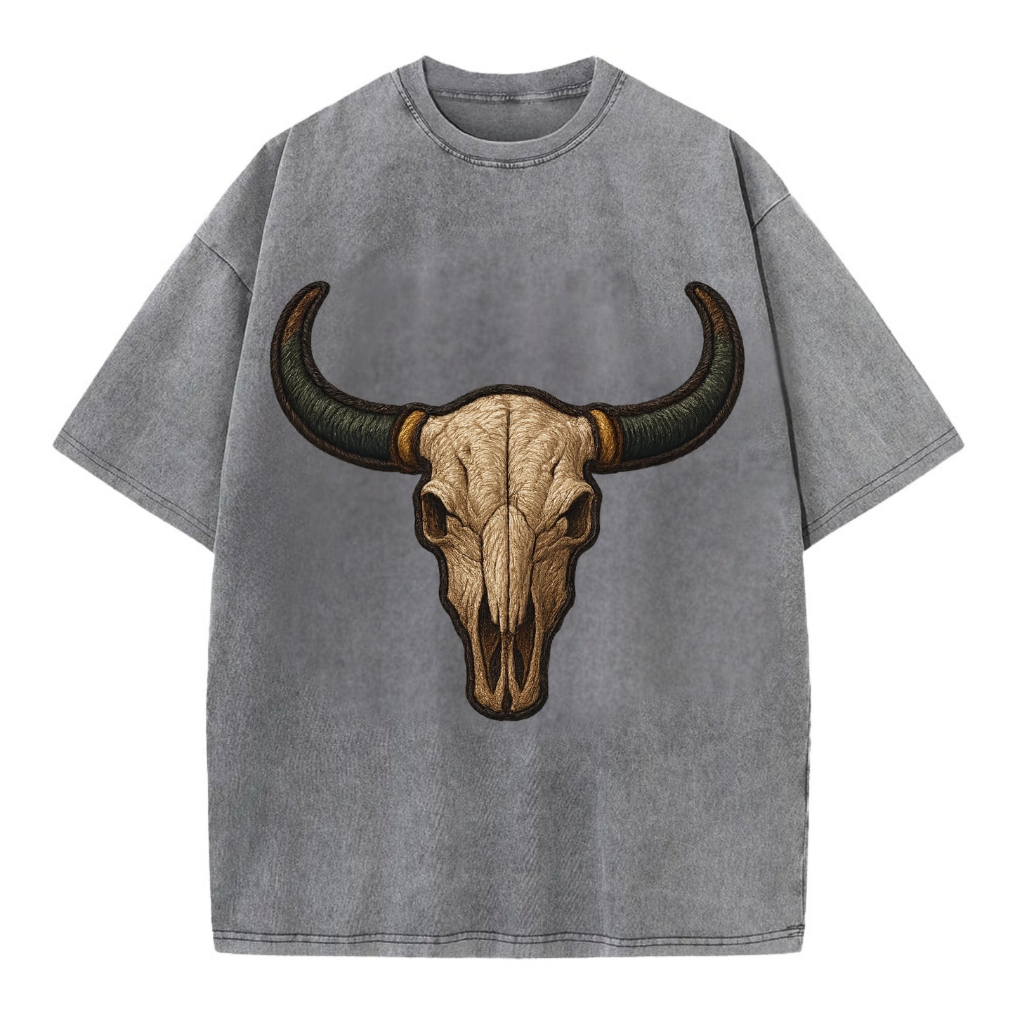 Bull Skull  - Vintage T-shirt - Grey