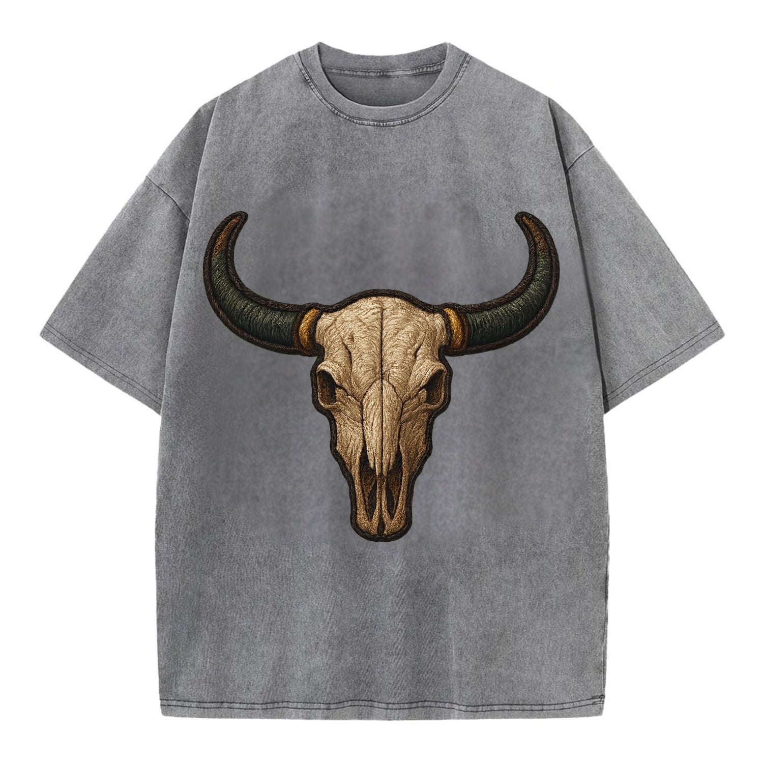 Bull Skull  - Vintage T-shirt - Grey