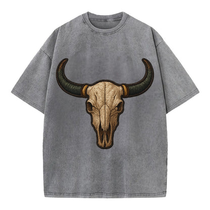 Bull Skull  - Vintage T-shirt - Grey