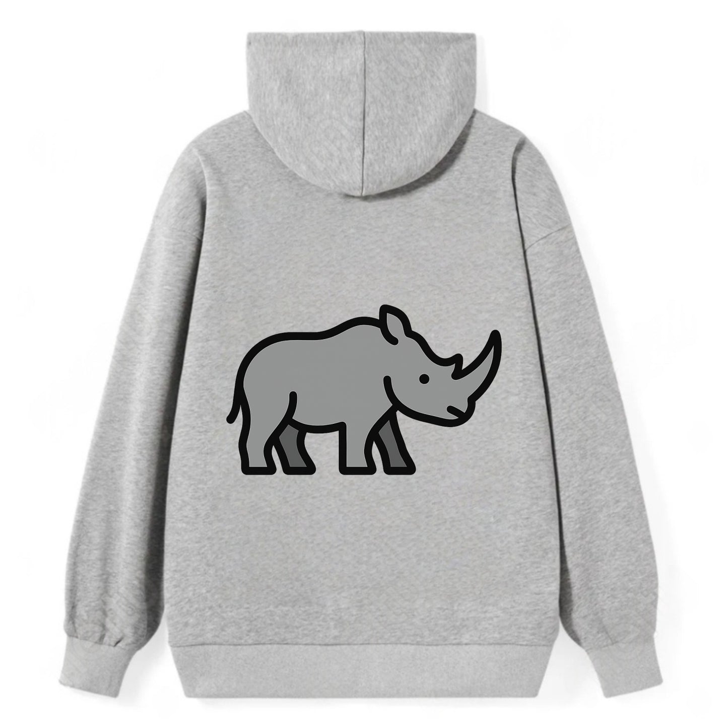 Rhinoceros - Gray with horn flat side profile - Classic Pullover Hoodie - Grey
