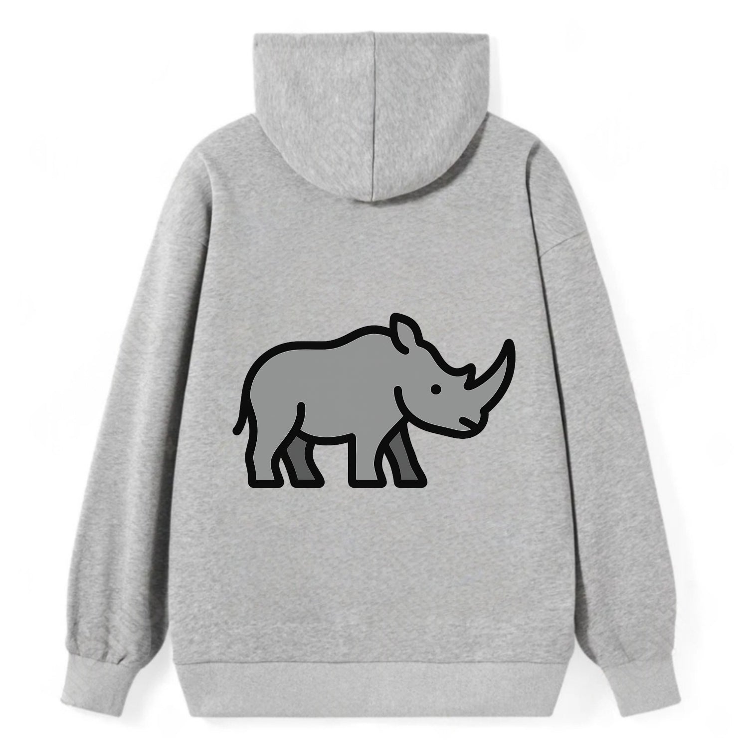 Rhinoceros - Gray with horn flat side profile - Classic Pullover Hoodie - Grey